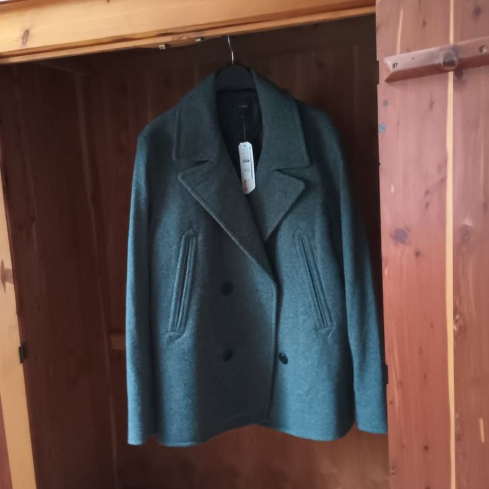 Men's Classic J. Crew Pea Coat - brand new with tags XL Charcoal Gray